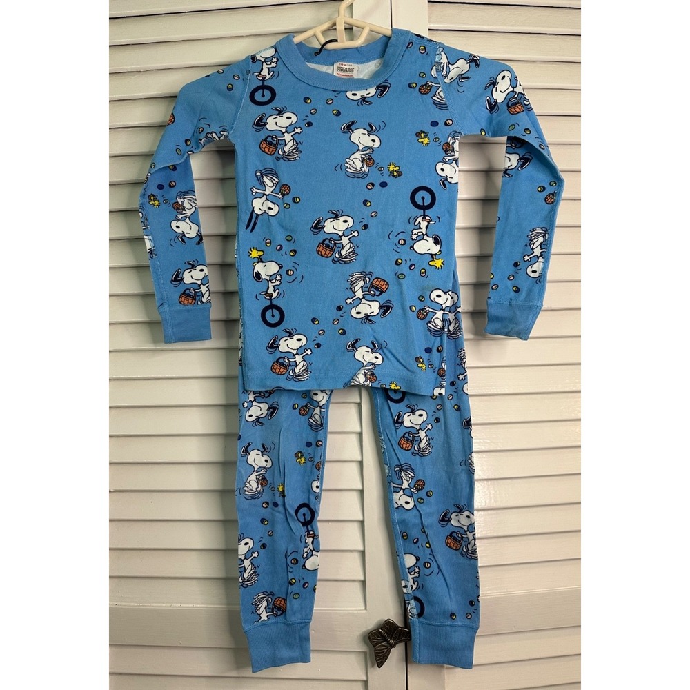 Hanna Andersson Size 110 5-6 Peanuts Snoopy Woodstock Easter Organic Pajamas LJs